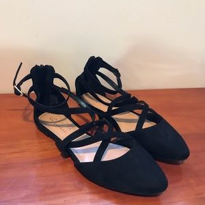 Lauren Conrad black velvet flats